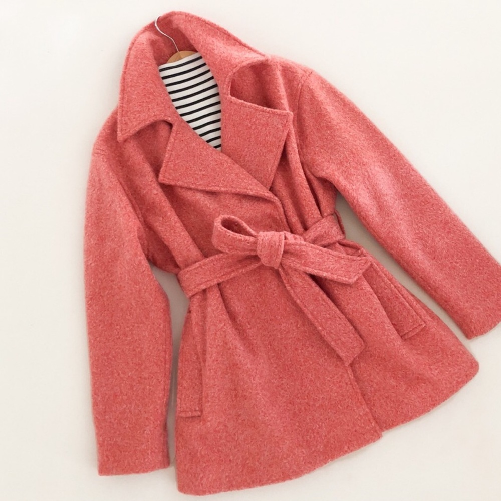 Pepa Loves Vtg Inspired Red Pink Waist Tie Coat